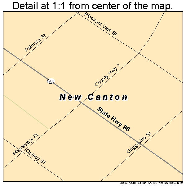 New Canton, Illinois road map detail