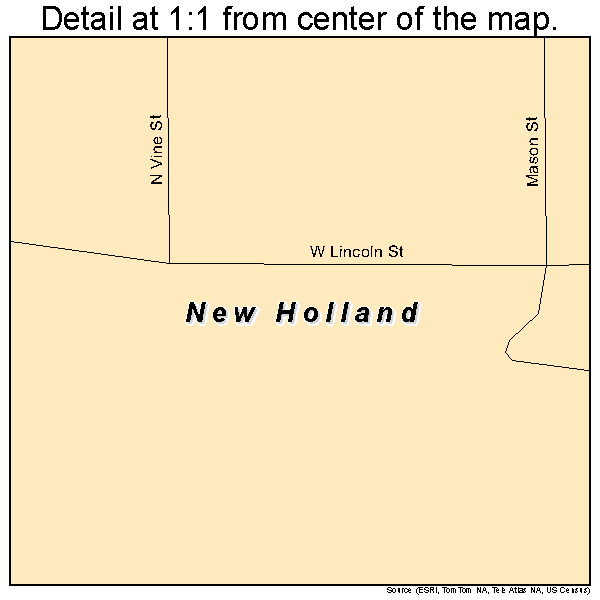 New Holland, Illinois road map detail