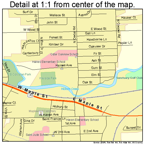 New Lenox, Illinois road map detail