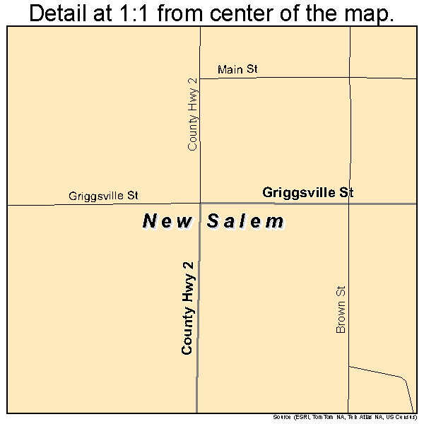 New Salem, Illinois road map detail