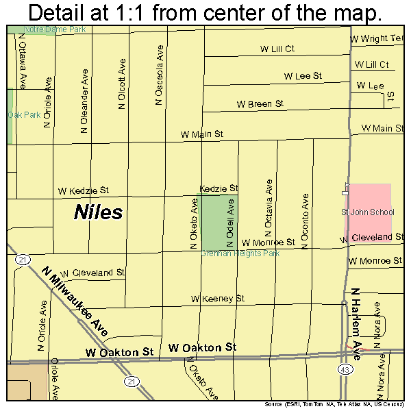 Niles, Illinois road map detail