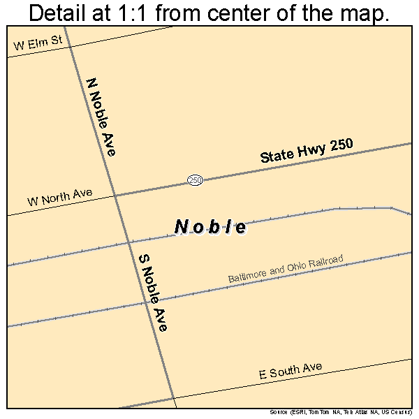 Noble, Illinois road map detail