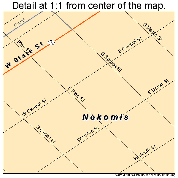 Nokomis, Illinois road map detail