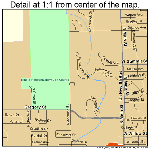 Normal, Illinois road map detail