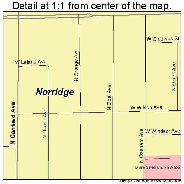 Norridge, Illinois road map detail