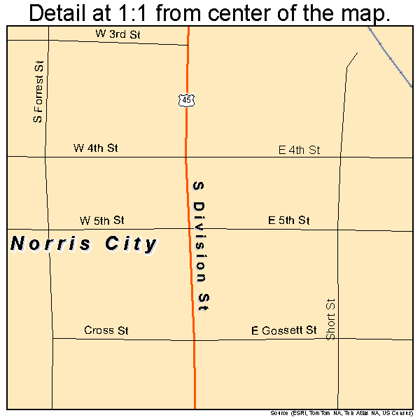 Norris City, Illinois road map detail