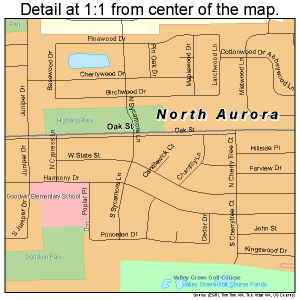 North Aurora, Illinois road map detail
