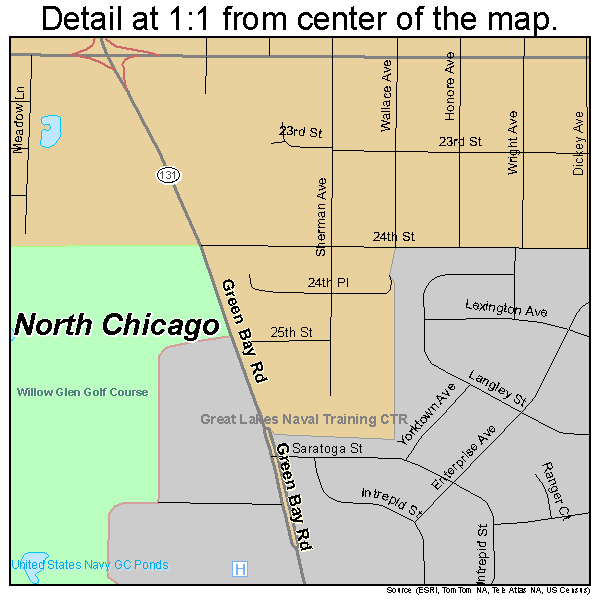 North Chicago, Illinois road map detail