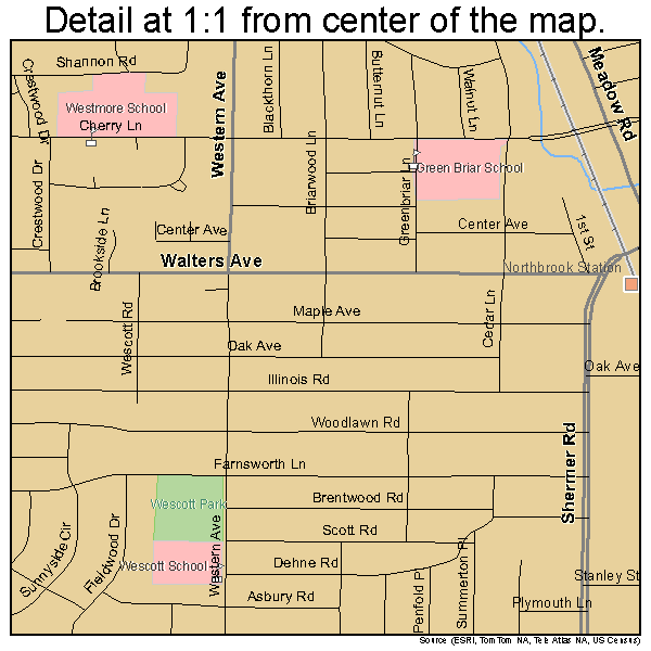 Northbrook, Illinois road map detail