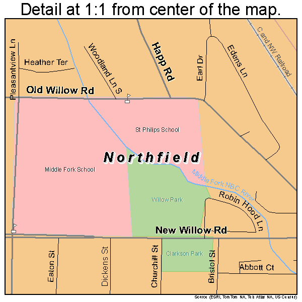 Northfield, Illinois road map detail