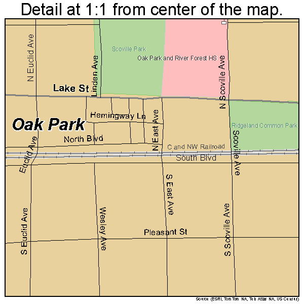 Oak Park, Illinois road map detail