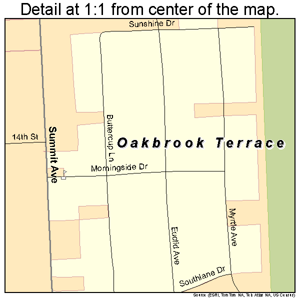Oakbrook Terrace, Illinois road map detail