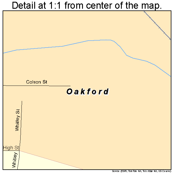 Oakford, Illinois road map detail