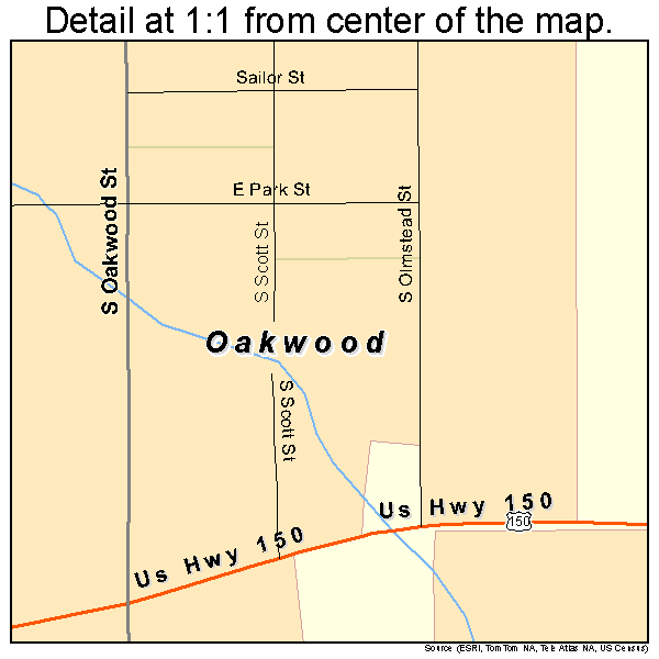 Oakwood, Illinois road map detail