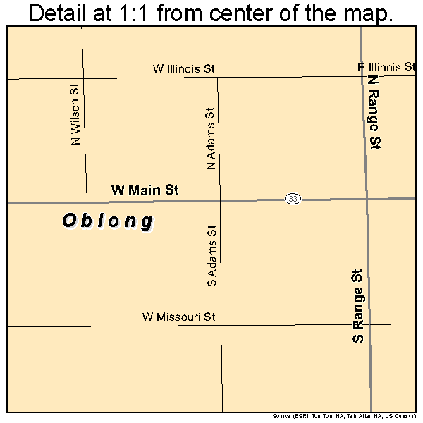 Oblong, Illinois road map detail