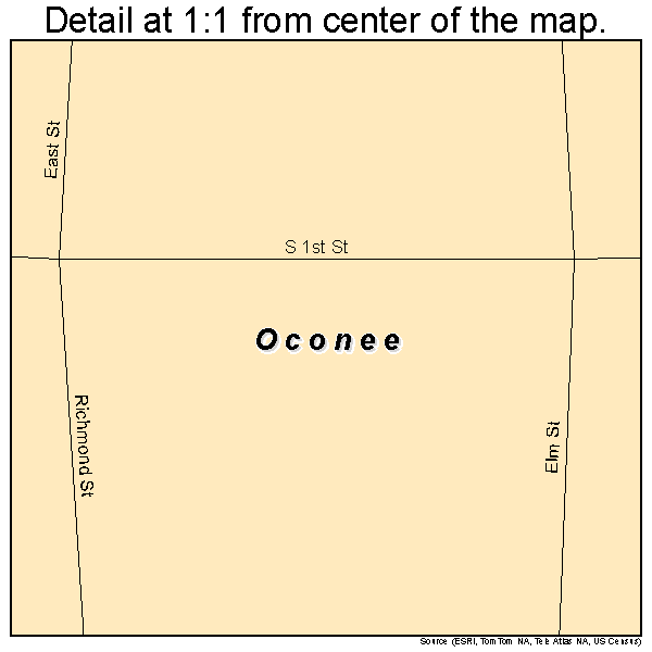 Oconee, Illinois road map detail
