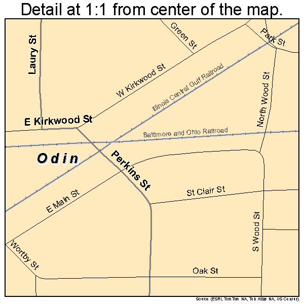 Odin, Illinois road map detail