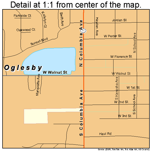 Oglesby, Illinois road map detail