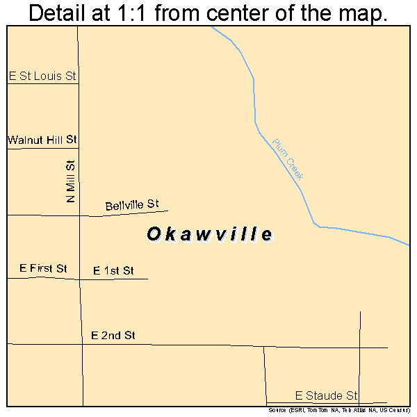 Okawville, Illinois road map detail