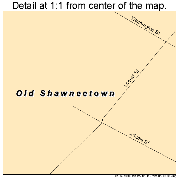 Old Shawneetown, Illinois road map detail