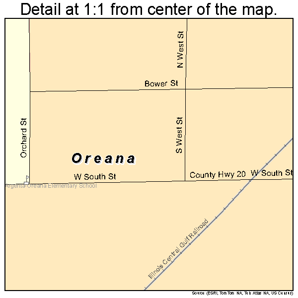 Oreana, Illinois road map detail
