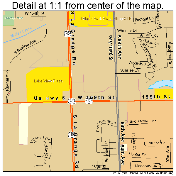 Orland Park, Illinois road map detail