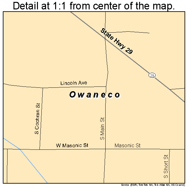 Owaneco, Illinois road map detail