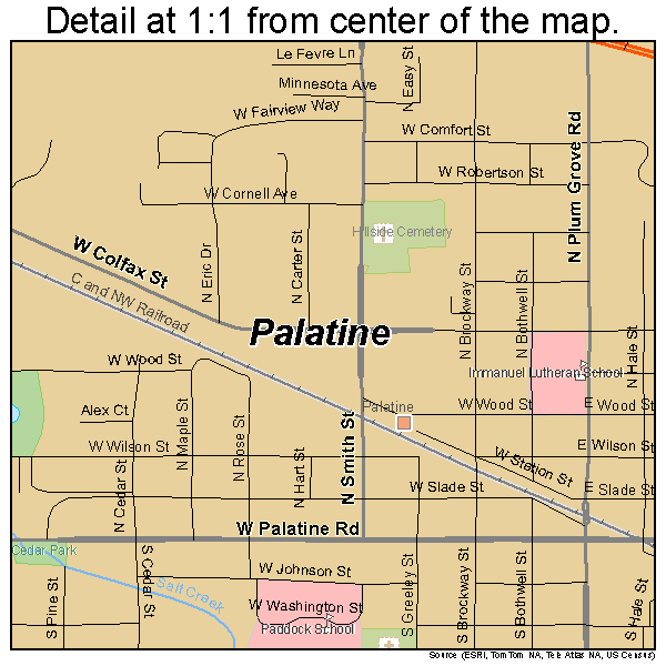 Palatine, Illinois road map detail