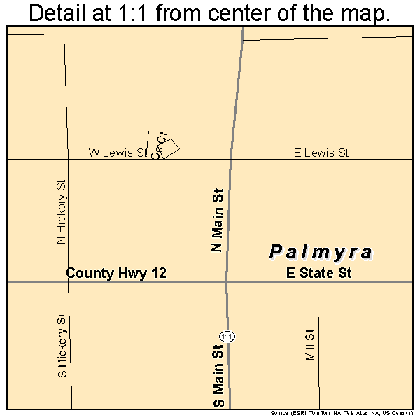 Palmyra, Illinois road map detail