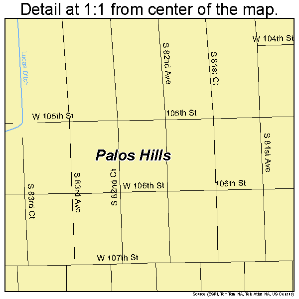 Palos Hills, Illinois road map detail
