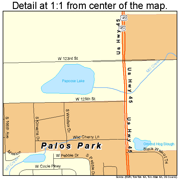 Palos Park, Illinois road map detail