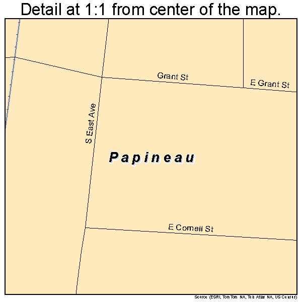 Papineau, Illinois road map detail