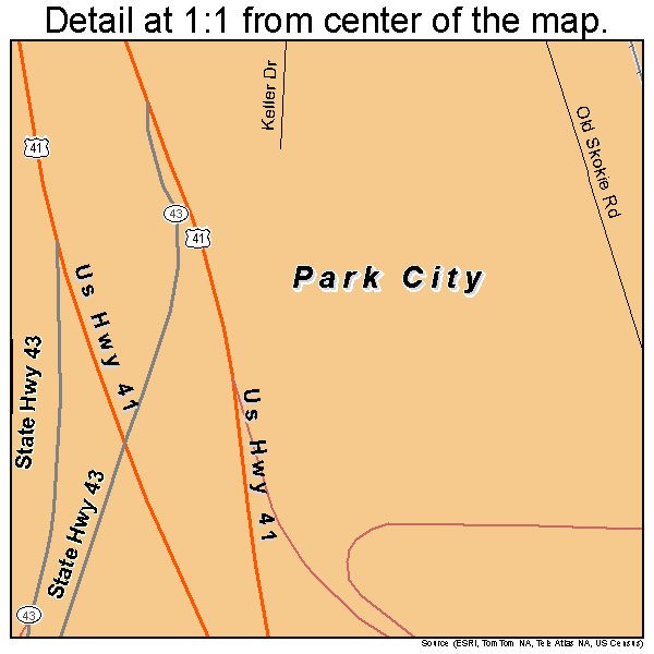 Park City, Illinois road map detail