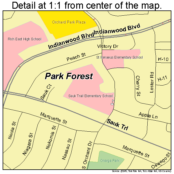 Park Forest, Illinois road map detail