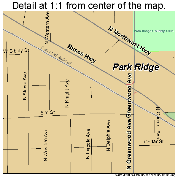 Park Ridge, Illinois road map detail