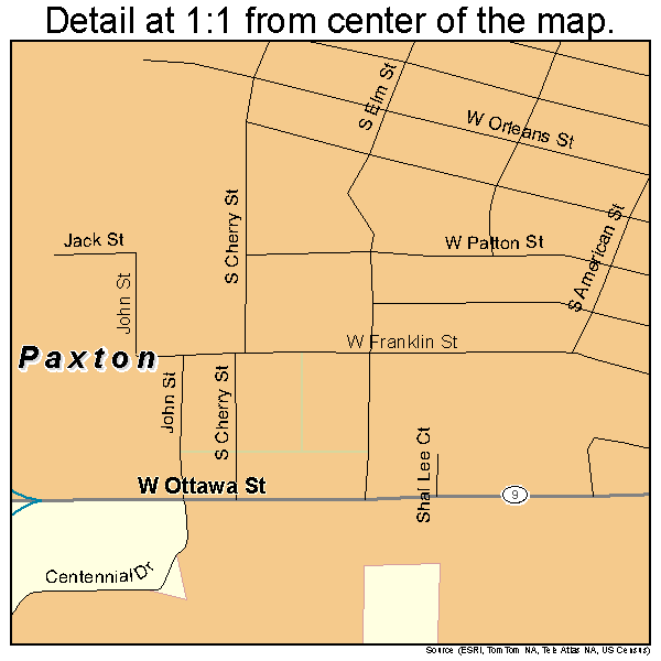 Paxton, Illinois road map detail