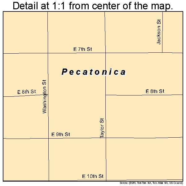 Pecatonica, Illinois road map detail