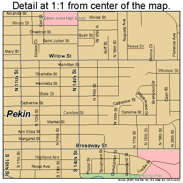 Pekin, Illinois road map detail