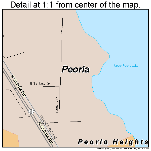 Peoria Heights, Illinois road map detail