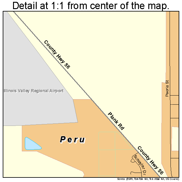 Peru, Illinois road map detail