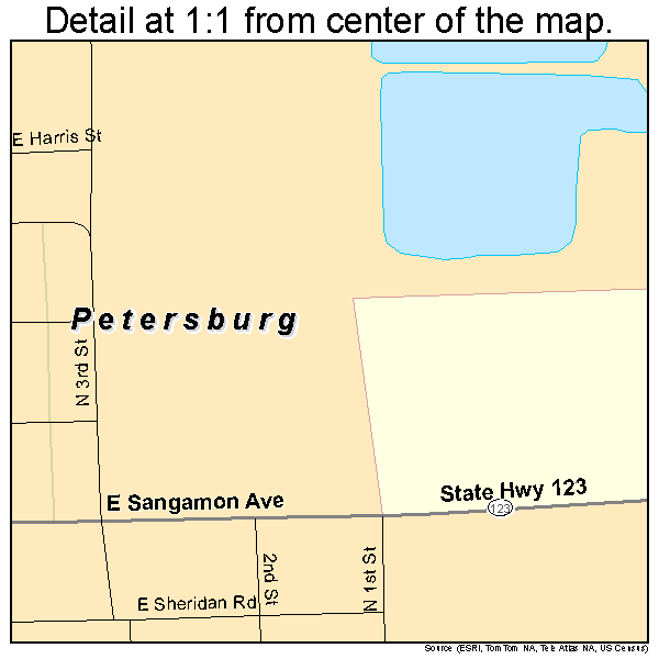 Petersburg, Illinois road map detail