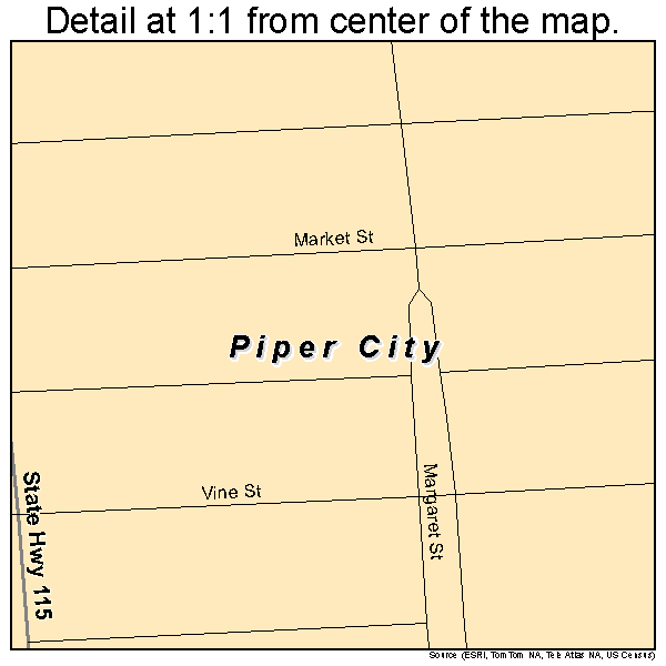 Piper City, Illinois road map detail