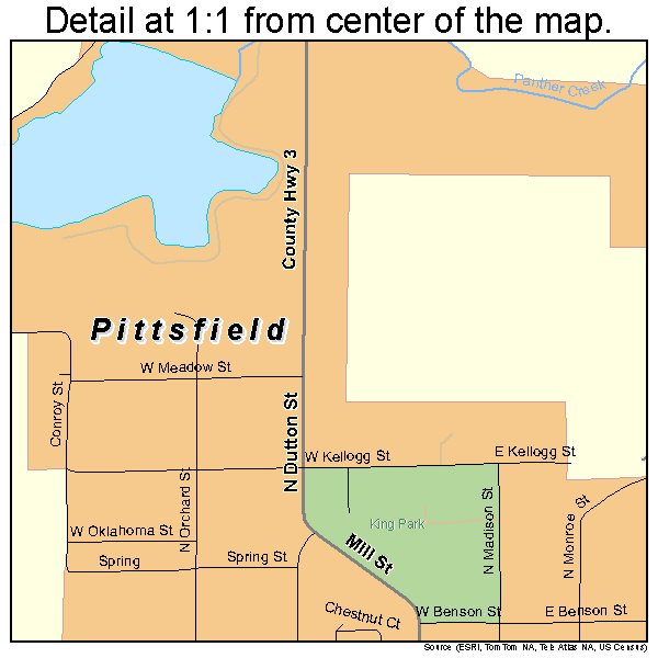 Pittsfield, Illinois road map detail