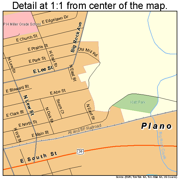 Plano, Illinois road map detail