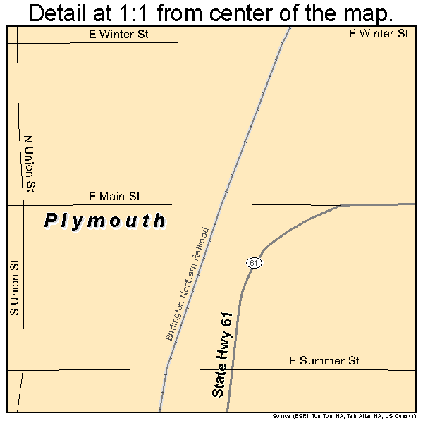 Plymouth, Illinois road map detail