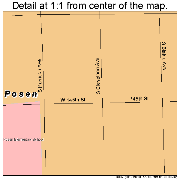 Posen, Illinois road map detail