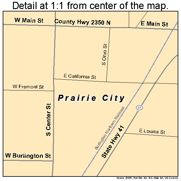 Prairie City, Illinois road map detail