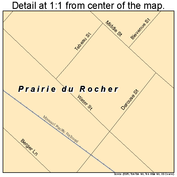 Prairie du Rocher, Illinois road map detail