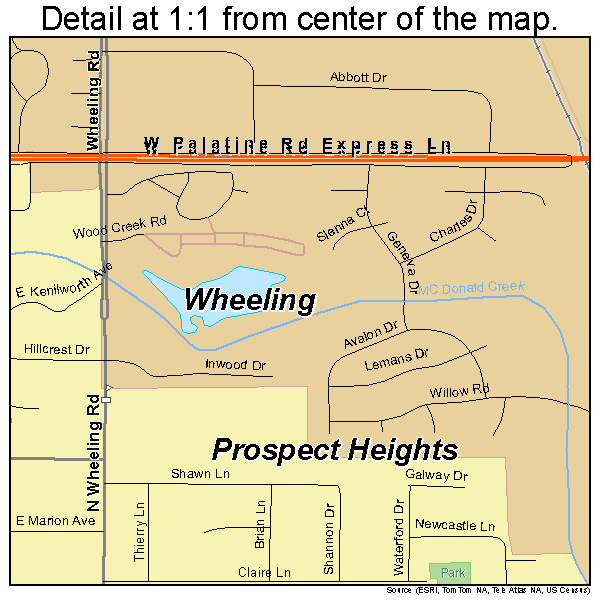 Prospect Heights, Illinois road map detail