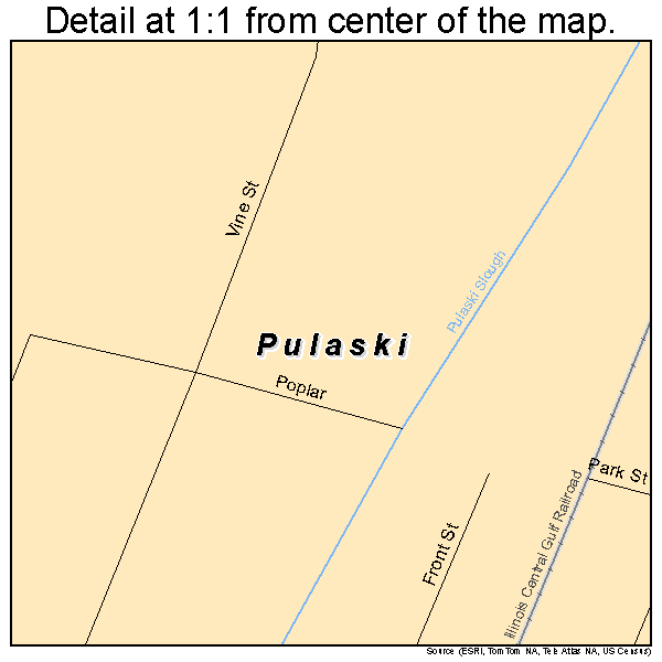Pulaski, Illinois road map detail